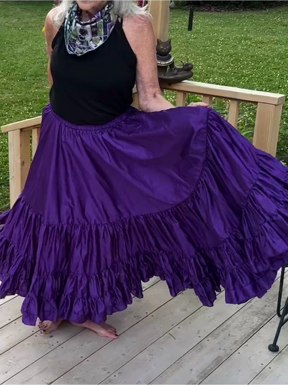 We3 Satin Belly Dance 25 Yd Skirt Sz 36, Purple - Picture 8 of 9